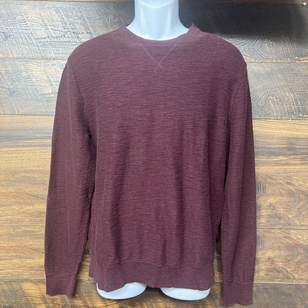 RED ALE by ALESBURY Sweater L Men Burgundy Knit Long Sleeve Pullover Wine Maroon